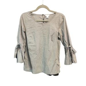 J. Crew Women’s Black White Micro Check Bell Sleeve Top XS